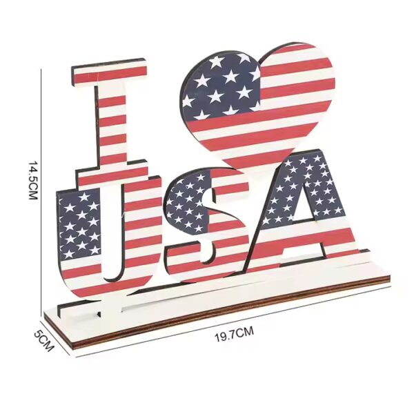 Wooden "I love USA" sign with American flag design. Wholesale wood craft decoration.