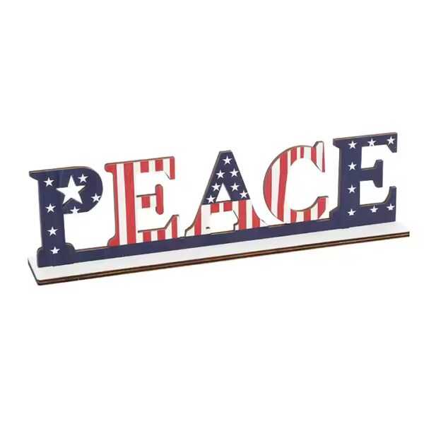 Patriotic "PEACE" wood sign; American flag design. Wholesale wood craft decoration.