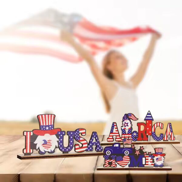 Patriotic USA wood decorations; I love USA, America home.