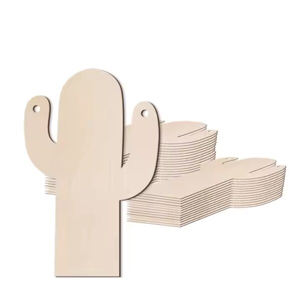 Wooden cactus shapes, perfect for craft projects or decorations. Bulk pack shown.